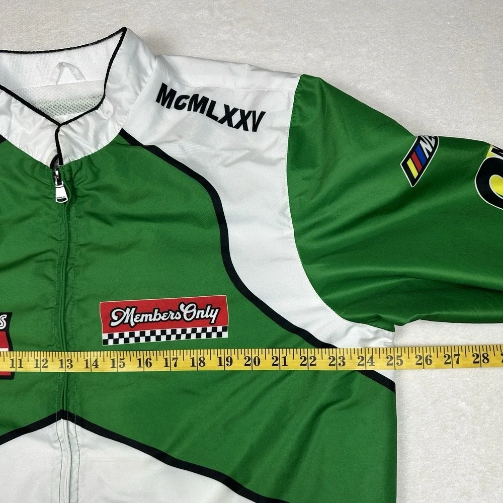 Members Only Sport Jacket Men's Large Green White MCMLXXV Racing Track Jacket - Picture 3 of 8